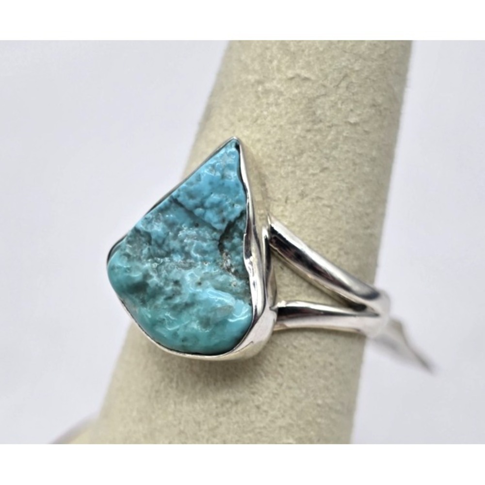 Turquoise Cabochon Ring Size 7.75 Sterling Silver 925 Freeform Bezel Setting NWT